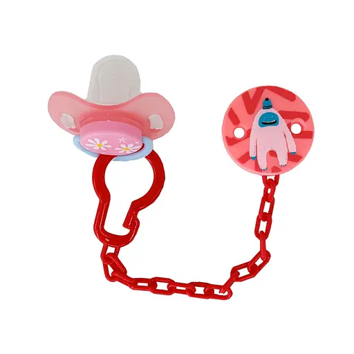 Детский набор Цепочка с пустышкой MGZ-0502(Red) с крышкой