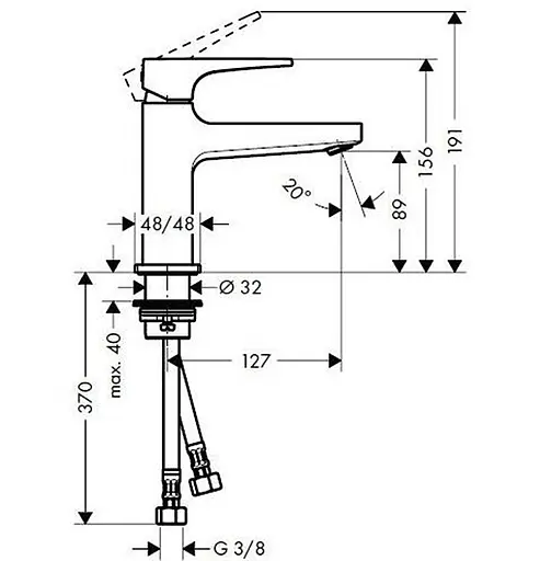 Змішувач Hansgrohe Metropol 100 для умивальника з донним клапаном push-open Matt Black 32500670 Чорний матовий - фото 2