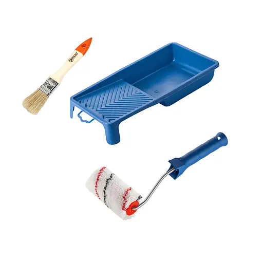 Валик "Мікрофібра" 100х30 мм з ручкою, ванночка і пензлик "Стандарт" Polax (770-275) - фото 1