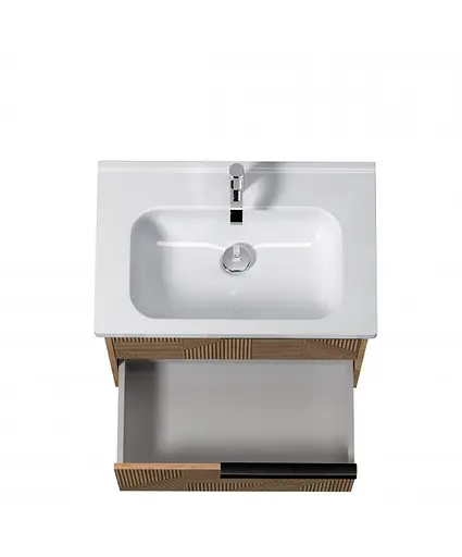 Тумба Мойдодир Cubic 70-A з умивальником ID-70 дуб обпалений - фото 6