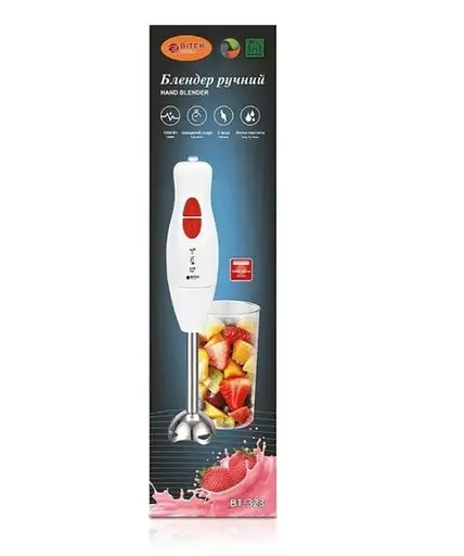 Ручний блендер Bitek BT-323 металева насадка з нержавіючої сталі 2 швидкості 300 Вт Білий - фото 6