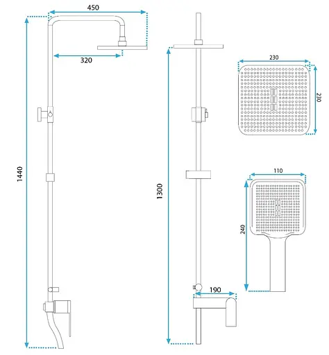 Душова система Rea Storm 2.0 gold з виливом REA-P9530, Золотий - фото 6