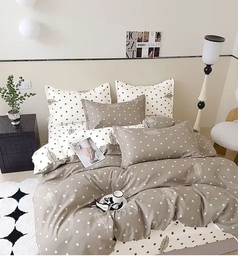 Постельное белье Евро размер Діма Натуральный коттоновый комплект с компаньоном Турция Европейка Наволочки 70х70см - фото 1