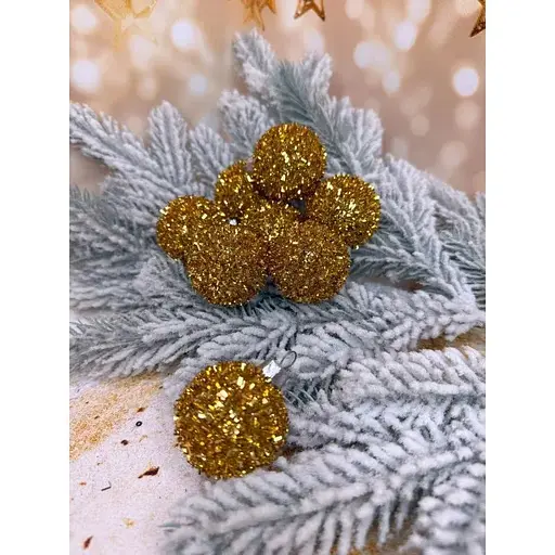 Набір ялинкових кульок Їжачок 40 мм елегантний святковий 8 шт Золотий - фото 1