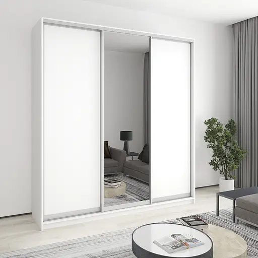 Шкаф-купе трехдверный MebelStar Комбо AL 2ДСП/Зеркало 220x60x240 см Аляска белый (MBS-2104)