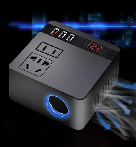 Автомобильный инвертор-преобразователь AC/DC с 12В/24В на 220В/120W + LCD (экран) 3хUSB - фото 8