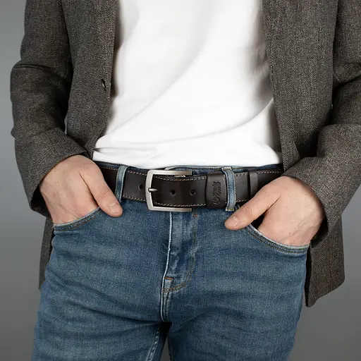 Ремень мужской кожаный коричневый 145 см батал Handycover HC0072 XXL - фото 5