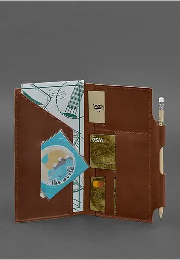 Кожаный тревел-кейс 3.0 светло-коричневый с мандалой Crazy Horse - фото 3