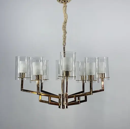 Современный подсвечник в золотом корпусе с двойными плафонами Line.F Количество ламп 6 - фото 2