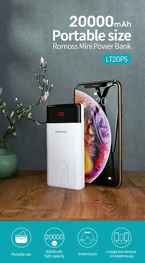 Акумулятор портативний Romoss 20000mah LT20PS (PLM20-102-1131) універсальна мобільна батарея біла - фото 8