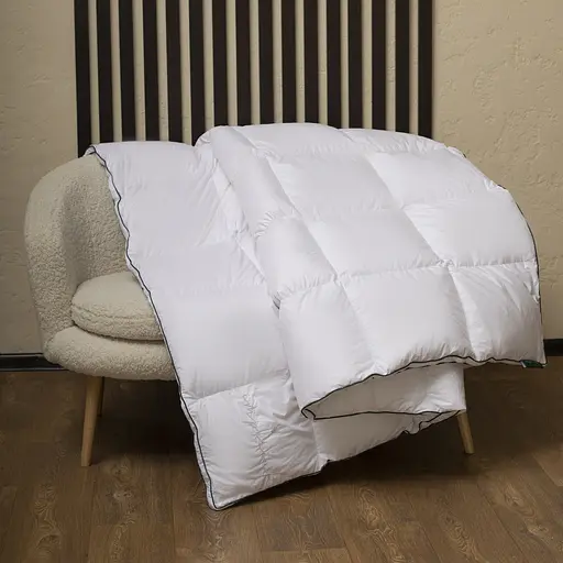 Одеяло пуховое MirSon Imperial Delight, летнее, 205х140 см, белое с зеленым кантом - фото 15