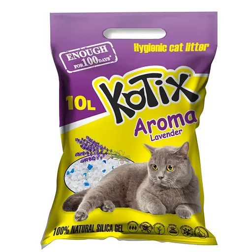 Уценка. Силикагелевый наполнитель для кошачьего туалета Kotix Lavender 10 л - фото 1