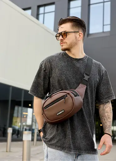 Сумка через плечо бананка Sambag Flex шоколад 30×17×10 см (85351020m) - фото 1