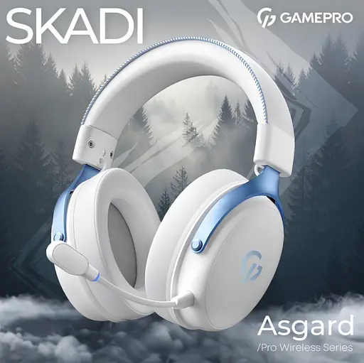 Беспроводные игровые наушники GamePro HSW-191-WHB Asgard Skadi Wireless 7.1 White-Blue - фото 2