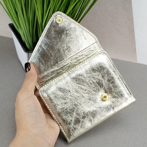 Гаманець жіночий шкіряний маленький Sabrina золотий - фото 5