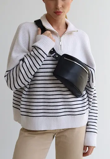 Шкіряна поясна сумка чорна - фото 4