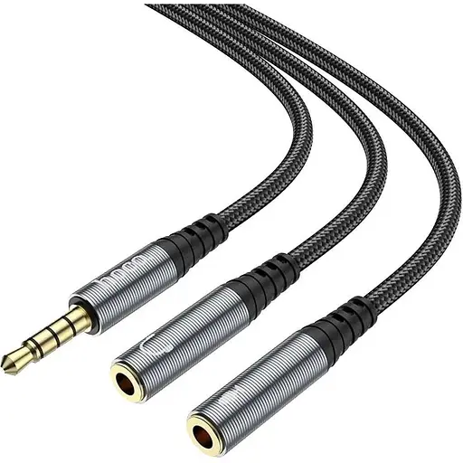 Двійник розгалужувач Hoco UPA21 2-in-1 3.5 audio adapter cable (male to 2*female)