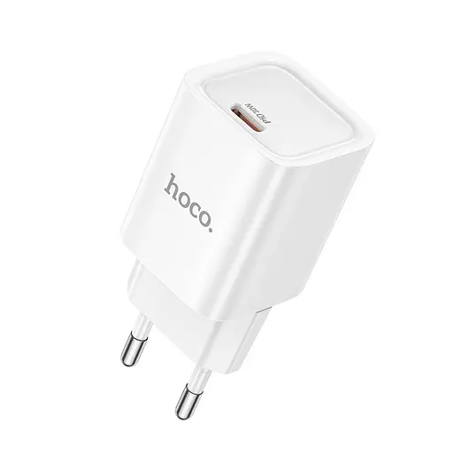 Мережевий зарядний пристрій Hoco C148A Charm single port PD30W charger (EU) білий - фото 1