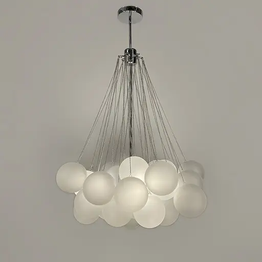 Люстра-пучок Pumpo Bubbles в хромированном корпусе ⌀ 70 см 37 шариков | Ст. J062-800 CH+WT | Line F - фото 3