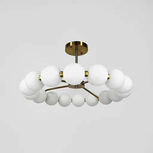 Стельова латунна люстра у вигляді кільця з полімерних кульок 63 см Line F Арт. 993-670 AB (D100-16) - фото 1