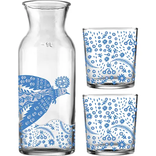 Набір для напоїв Concept Glass Prima Maria Жар-птиця графін 1 л та склянки 350 мл 2 шт. (PM/10035) - фото 1