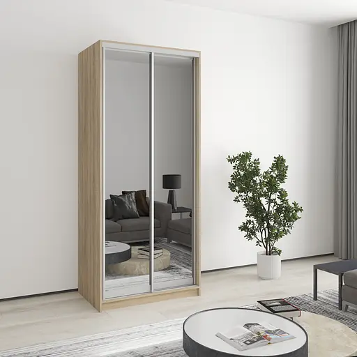 Шафа-купе дводверна MebelStar Уні AL 2 Дзеркала 90x60x210 см Дуб сонома (MBS-2653)