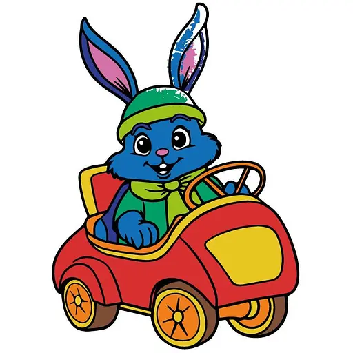 Детская раскраска Art Craft Кролик за рулем с пальчиковыми красками 25х25 см (15643-AC) - фото 1