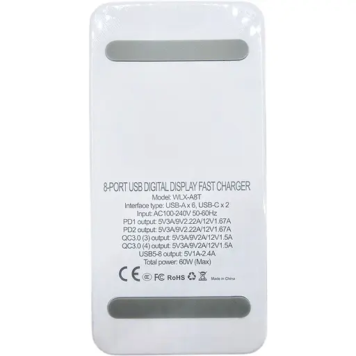 Мультизарядний пристрій Addap 8 портів USB A8T 60 W PD+QC (WLX-A8T) - фото 2