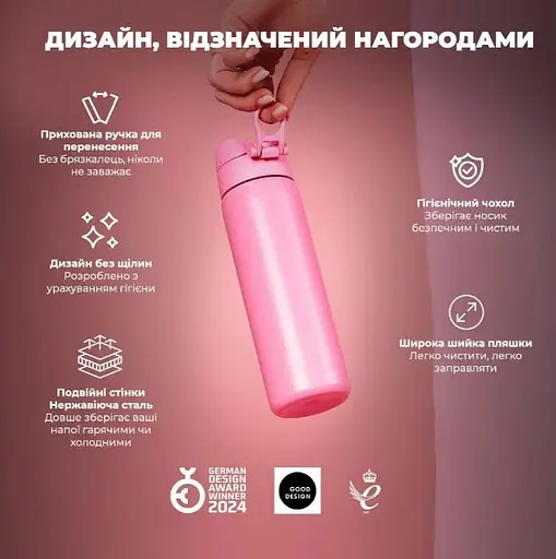 Пляшка для води ION8 металева вакуумна 500 мл Vacuum Insulated Rose Bloom (I8TS500ROSEB) - фото 4
