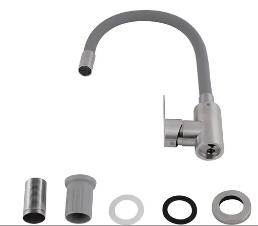 Змішувач для кухні Brinex Pure 015F3 з гнучким виливом Nickel/Grey BRIPUR015F3NKG - фото 3