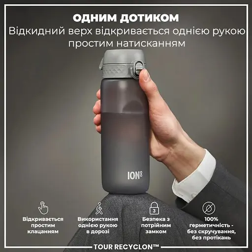 Пляшка для води ION8 750 мл (ЕКО пляшка) BPA Free Grey (I8RF750GRY) - фото 2