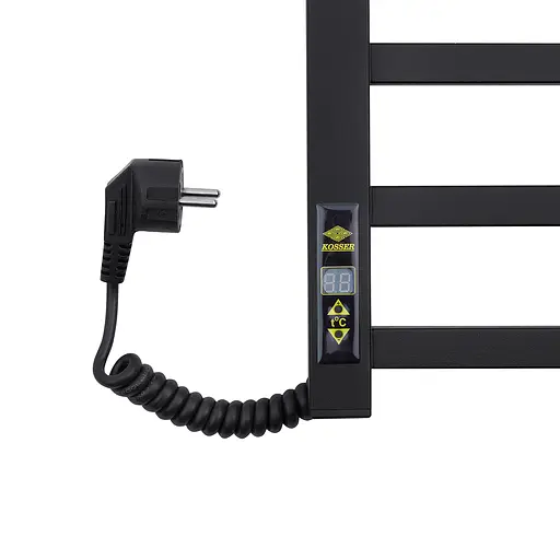 Полотенцесушитель электрический Kroner Велди ДВ01EL 800x500/9 ЕL CV025540, Черный матовый, Левое - фото 3