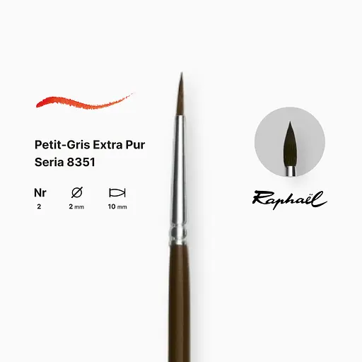 Кисть синтетика круглая (имитация белки) Raphael Petit Gris №20, длинная ручка - фото 2