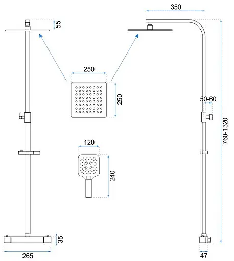 Душова система Rea Jet black mat чорний матовий REA-P9411, Чорний матовий - фото 5
