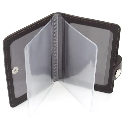 Обложка на документы кожаная на кнопке HC0035 коричневая матовая - фото 3