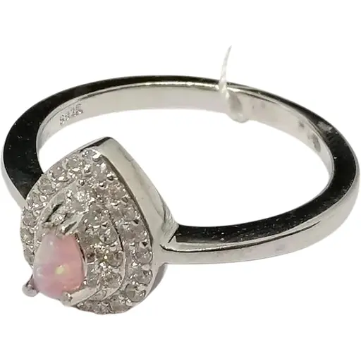 Серебряное кольцо Серебряный рай с фианитами и опалом. 2221 067005 18,5