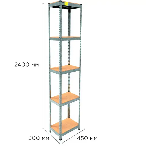 Металевий стелаж Emby Light Series (розмір 2400х450x300мм) 5 полиць ДСП до 100кг Оцинкований - фото 2