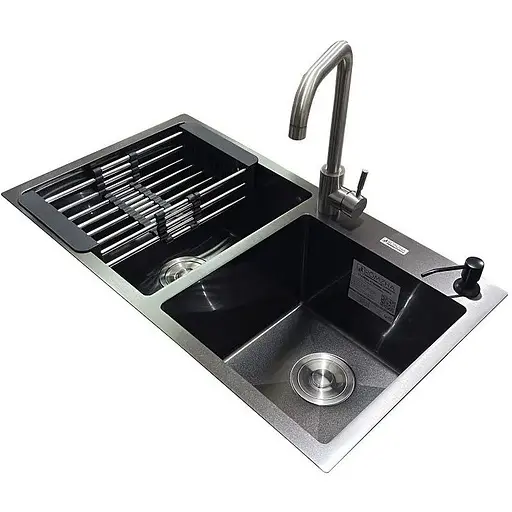 Комплект мийка + змішувач Romzha Arta U-730SDN BL (B) - фото 1