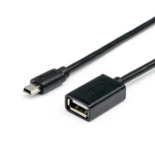 Кабель USB 2.0 AF - miniUSB (5P), 0.8 м, чорний, Atcom (12821) - фото 1