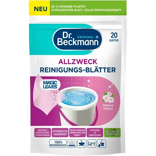 Засіб для миття підлоги Dr. Beckmann Magic Leaves Розчинні серветки для прибирання Весняна свіжість 20 шт.