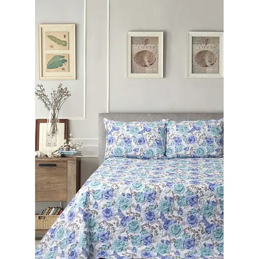 Уценка. Покрывало Lotus Manhattan Sandra белый с голубым 240 х 230 см (svt-2000022212588) - фото 1