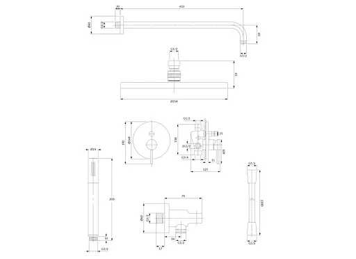 Душова система прихованого монтажу Omnires Y graphite SYSY35GR, Графіт - фото 2