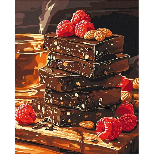 Картина по номерам на подрамнике Brushme Шоколад с орешками и фруктами