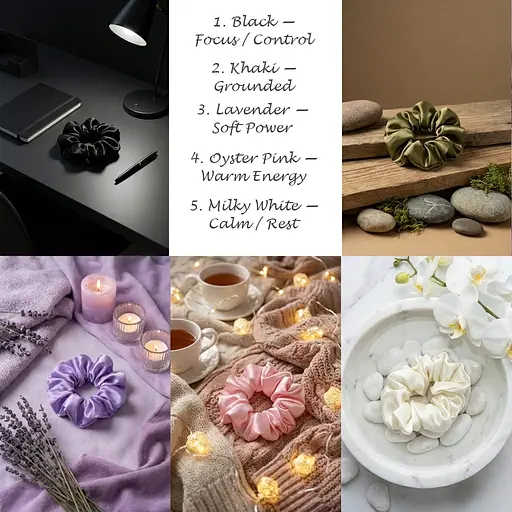 Набор из 5 штук шелковых резинок для волос Чумацкий Шлях - выбери настроение - Choose Your Mood Размер L (1240-02) - фото 3