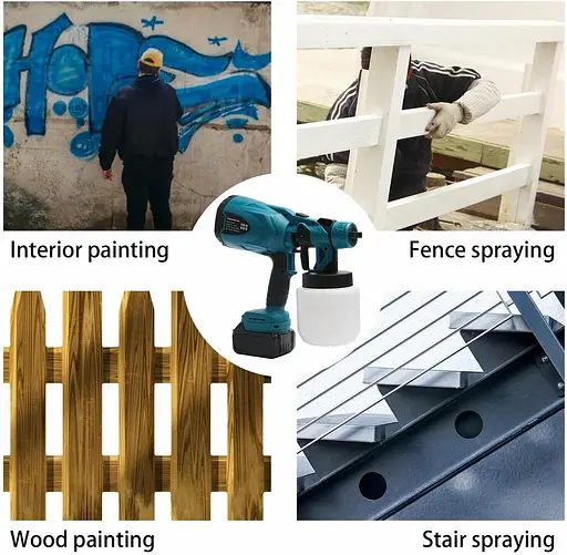 800 мл Акумуляторний електричний пістолет-розпилювач Airbrush Високопотужний розпилювач фарби з 2 батареями - фото 3