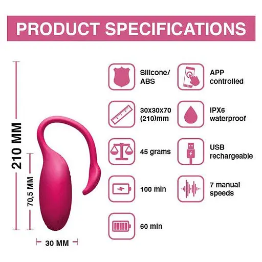 Віброяйце з керуванням зі смартфона Magic Motion Flamingo 7.2 см рожевий - фото 5