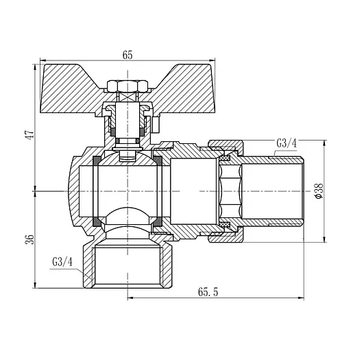 Кран шаровой SD Forte "Американка" 3/4" угловой SF221W20 - фото 2