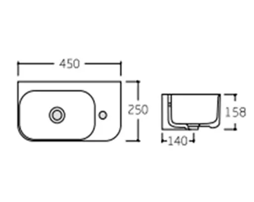 Раковина підвісна Qtap Tern 450х250х158 мм, White, права, прямокутна, без донного клапана QT1711H02LW - фото 6
