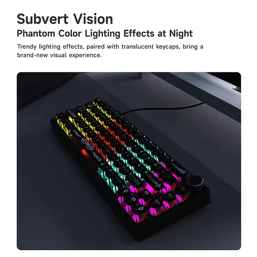 Игровая механическая проводная клавиатура Ajazz Ak690 / 68 клавиш / Hot-Swap / RGB / Melard Switch MC / Black - фото 2