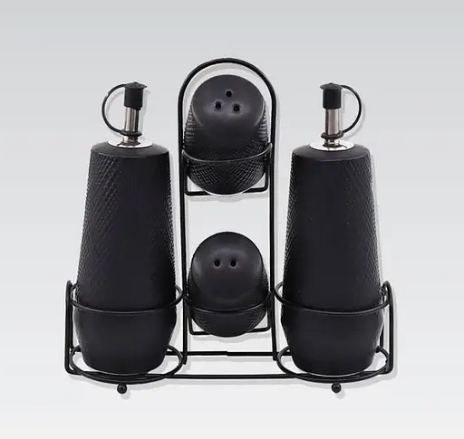 Керамічний набір для спецій та пляшечки для олії Maestro MR-20002-04S настільний набір баночок Чорний - фото 1